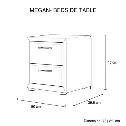Bedside Table 2 drawers Night Stand Upholstery Fabric Storage in Light Grey Colour - Image 6