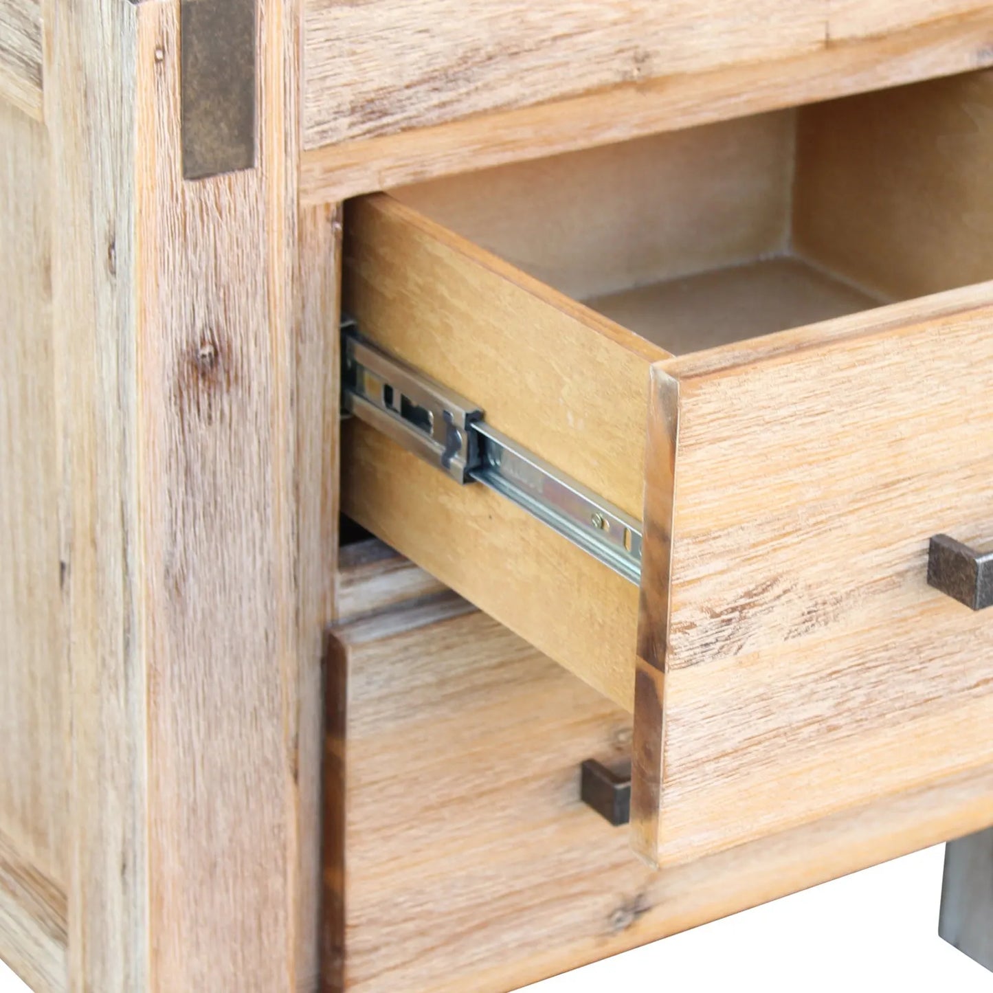 Bedside Table 2 drawers Night Stand Solid Wood Acacia Oak Colour - Image 4