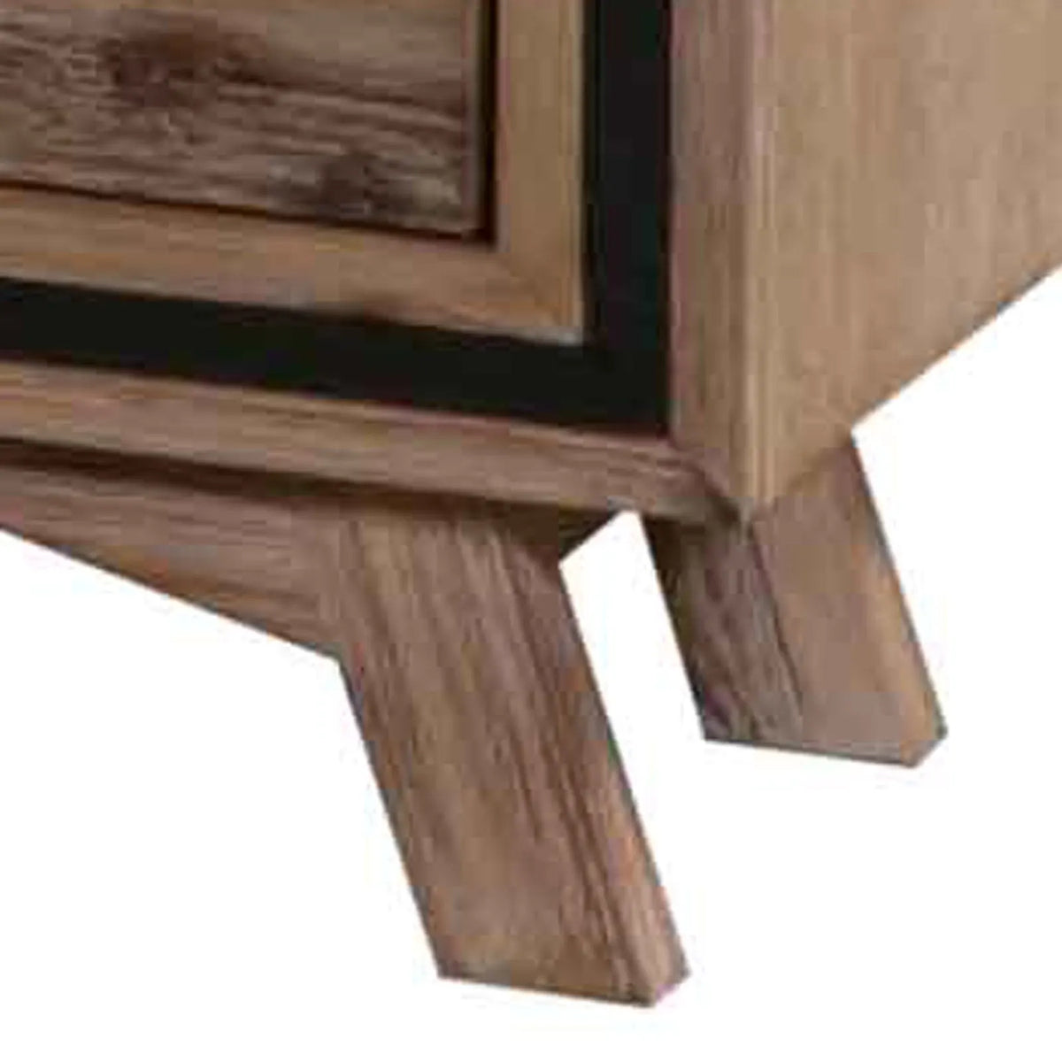 Bedside Table 2 drawer Night Stand with Solid Acacia Storage in Sliver Brush Colour - Image 4