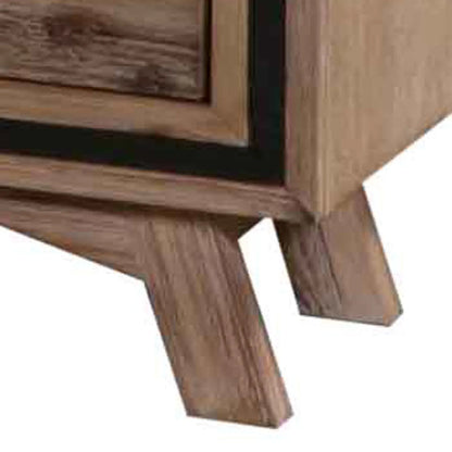 Bedside Table 2 drawer Night Stand with Solid Acacia Storage in Sliver Brush Colour - Image 4