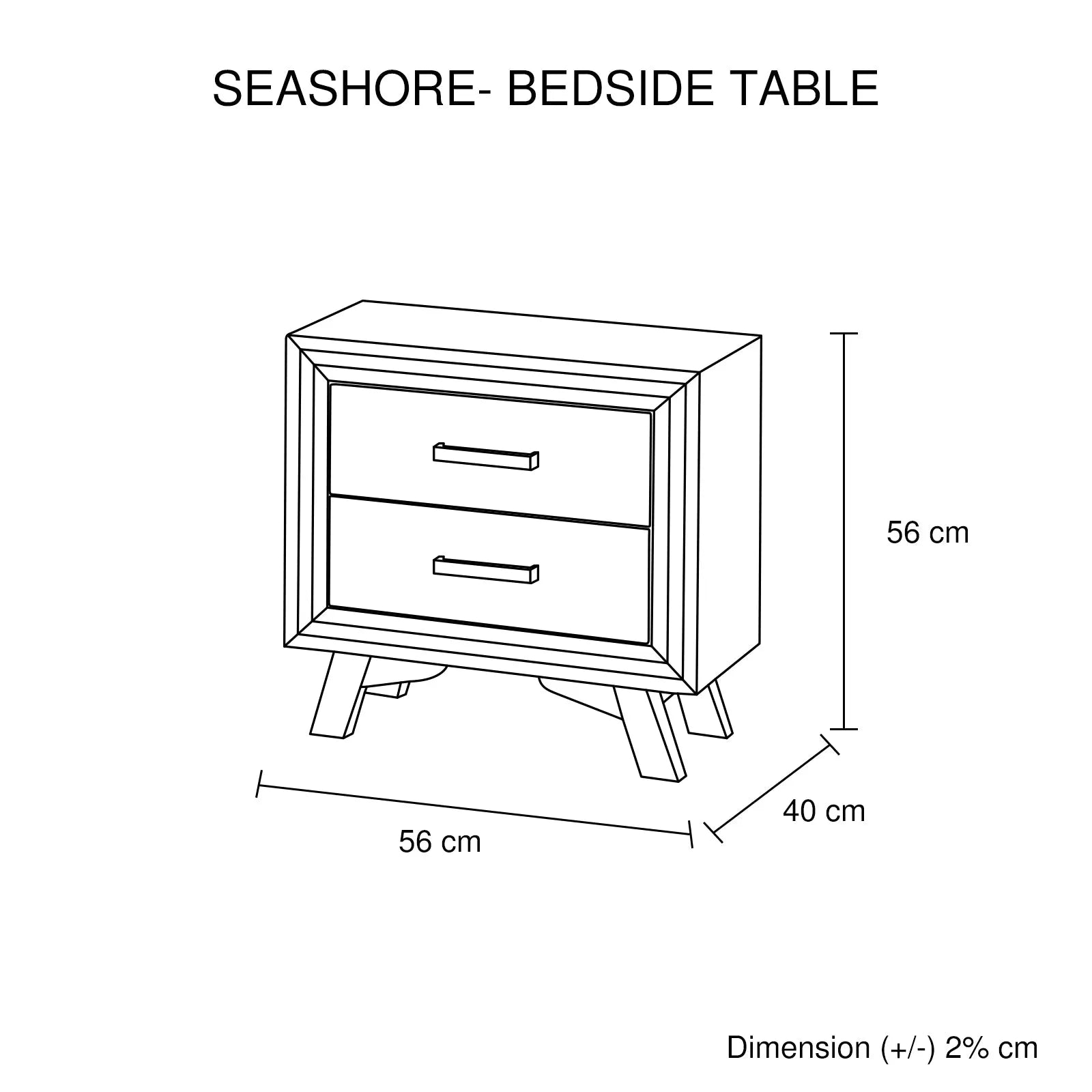 Bedside Table 2 drawer Night Stand with Solid Acacia Storage in Sliver Brush Colour - Image 5