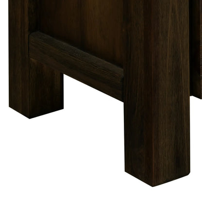 Coffee Table Solid Acacia Wood & Veneer 1 Drawers Storage Chocolate Colour - Image 6