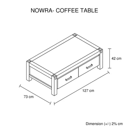 Coffee Table Solid Acacia Wood & Veneer 1 Drawers Storage Chocolate Colour - Image 7