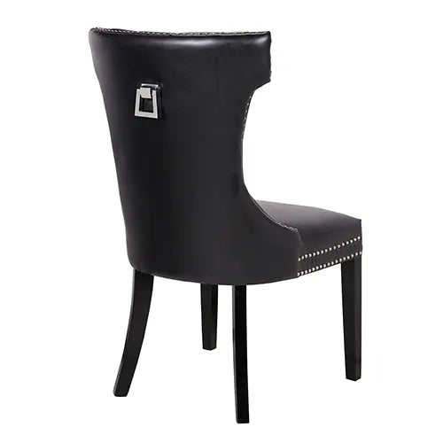 Century 2X Dining Chair Black Pu Wooden Legs - Image 3