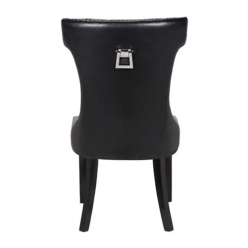 Century 2X Dining Chair Black Pu Wooden Legs - Image 4