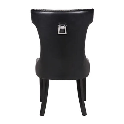 Century 2X Dining Chair Black Pu Wooden Legs - Image 4