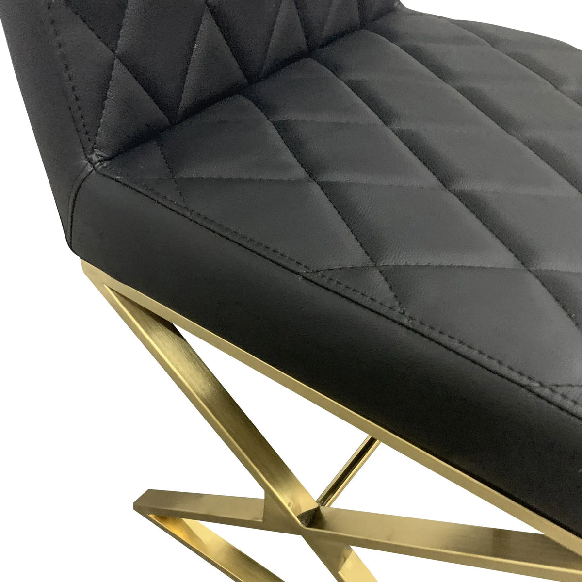 2X Dining Chair Stainless Gold Frame & Seat Black PU Leather - Image 5