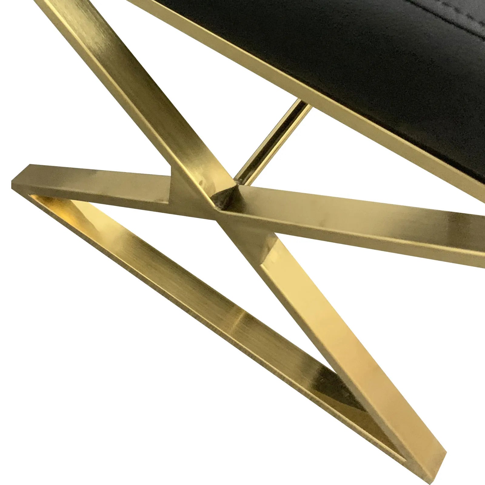 2X Dining Chair Stainless Gold Frame & Seat Black PU Leather - Image 6