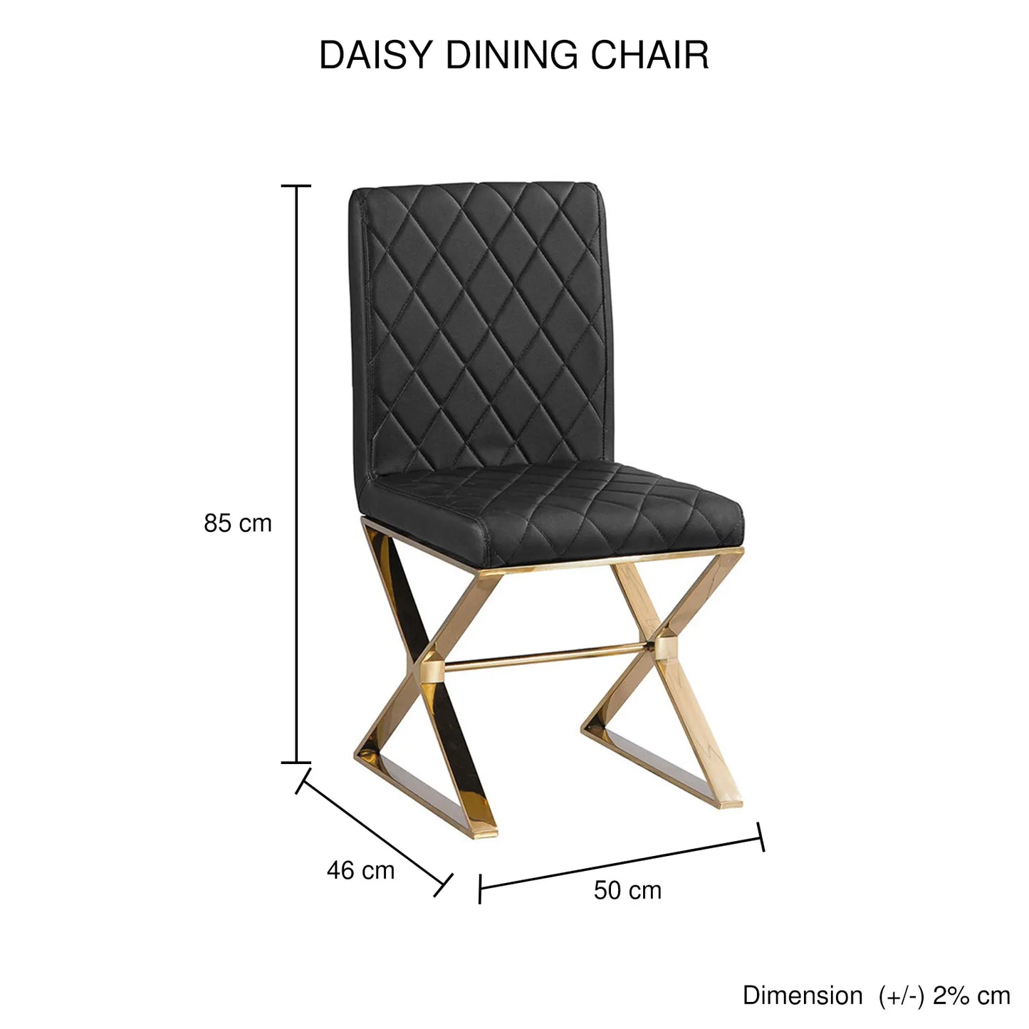 2X Dining Chair Stainless Gold Frame & Seat Black PU Leather - Image 7