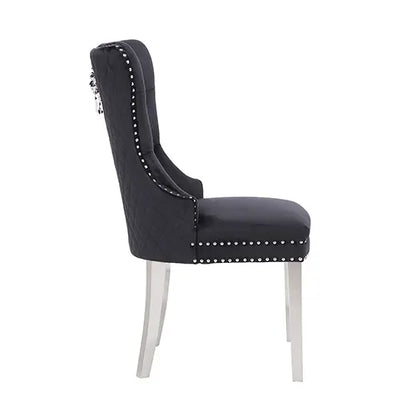Victoria 2X Dining Chair Black Velvet & STAINLESS STEEL Legs - Image 3
