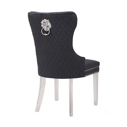 Victoria 2X Dining Chair Black Velvet & STAINLESS STEEL Legs - Image 4
