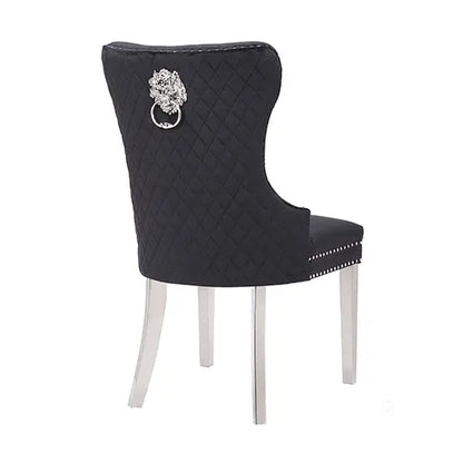 Victoria 2X Dining Chair Black Velvet & STAINLESS STEEL Legs - Image 4