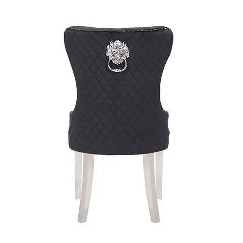 Victoria 2X Dining Chair Black Velvet & STAINLESS STEEL Legs - Image 5