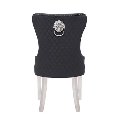Victoria 2X Dining Chair Black Velvet & STAINLESS STEEL Legs - Image 5
