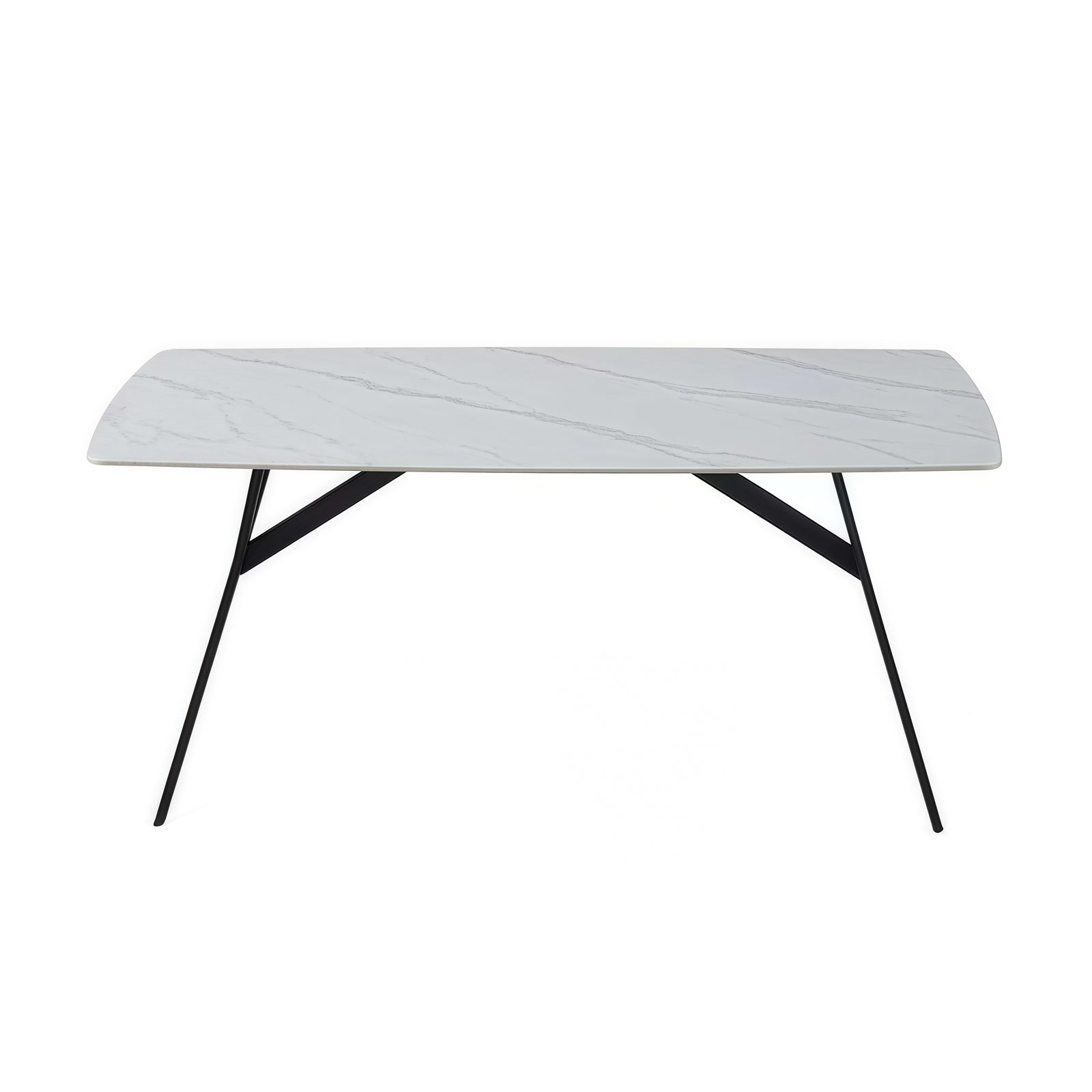 Dining Table Rectangular Shape White Sintered Stone Top Powder Coated Iron Legs - Image 3
