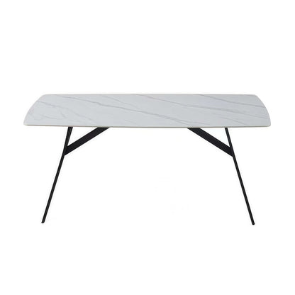 Dining Table Rectangular Shape White Sintered Stone Top Powder Coated Iron Legs - Image 3