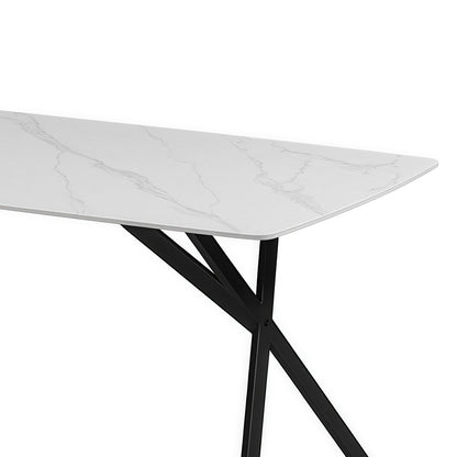 Dining Table Rectangular Shape White Sintered Stone Top Powder Coated Iron Legs - Image 5