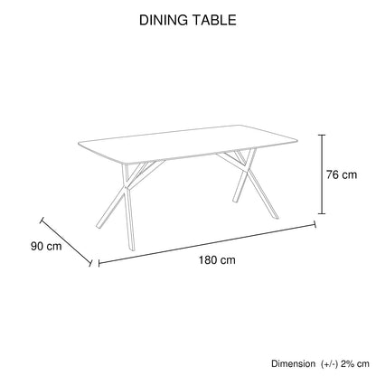 Dining Table Rectangular Shape White Sintered Stone Top Powder Coated Iron Legs - Image 6