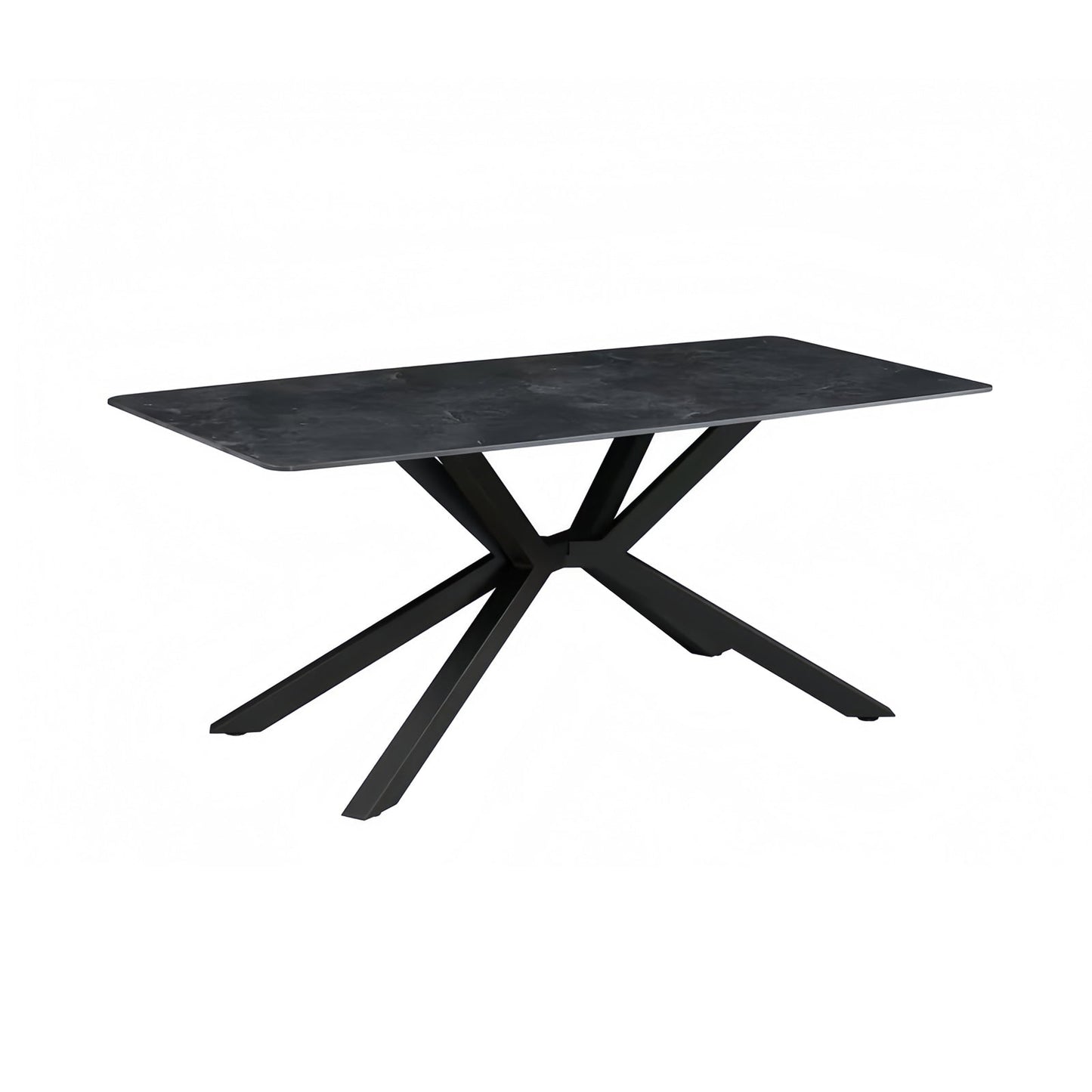 Dining Table Rectangular Shape Green Sintered Stone Top Powder Coated Iron Legs - Image 2