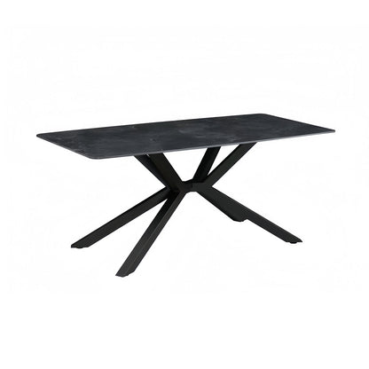 Dining Table Rectangular Shape Green Sintered Stone Top Powder Coated Iron Legs - Image 2