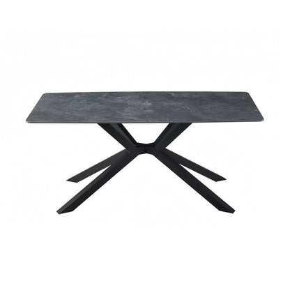 Dining Table Rectangular Shape Green Sintered Stone Top Powder Coated Iron Legs - Image 3