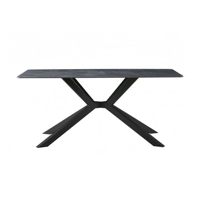 Dining Table Rectangular Shape Green Sintered Stone Top Powder Coated Iron Legs - Image 4