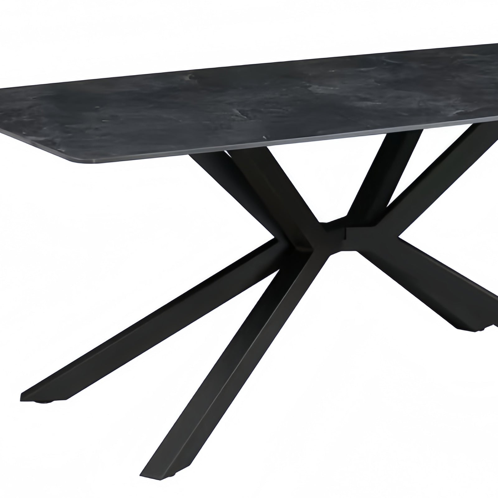 Dining Table Rectangular Shape Green Sintered Stone Top Powder Coated Iron Legs - Image 5