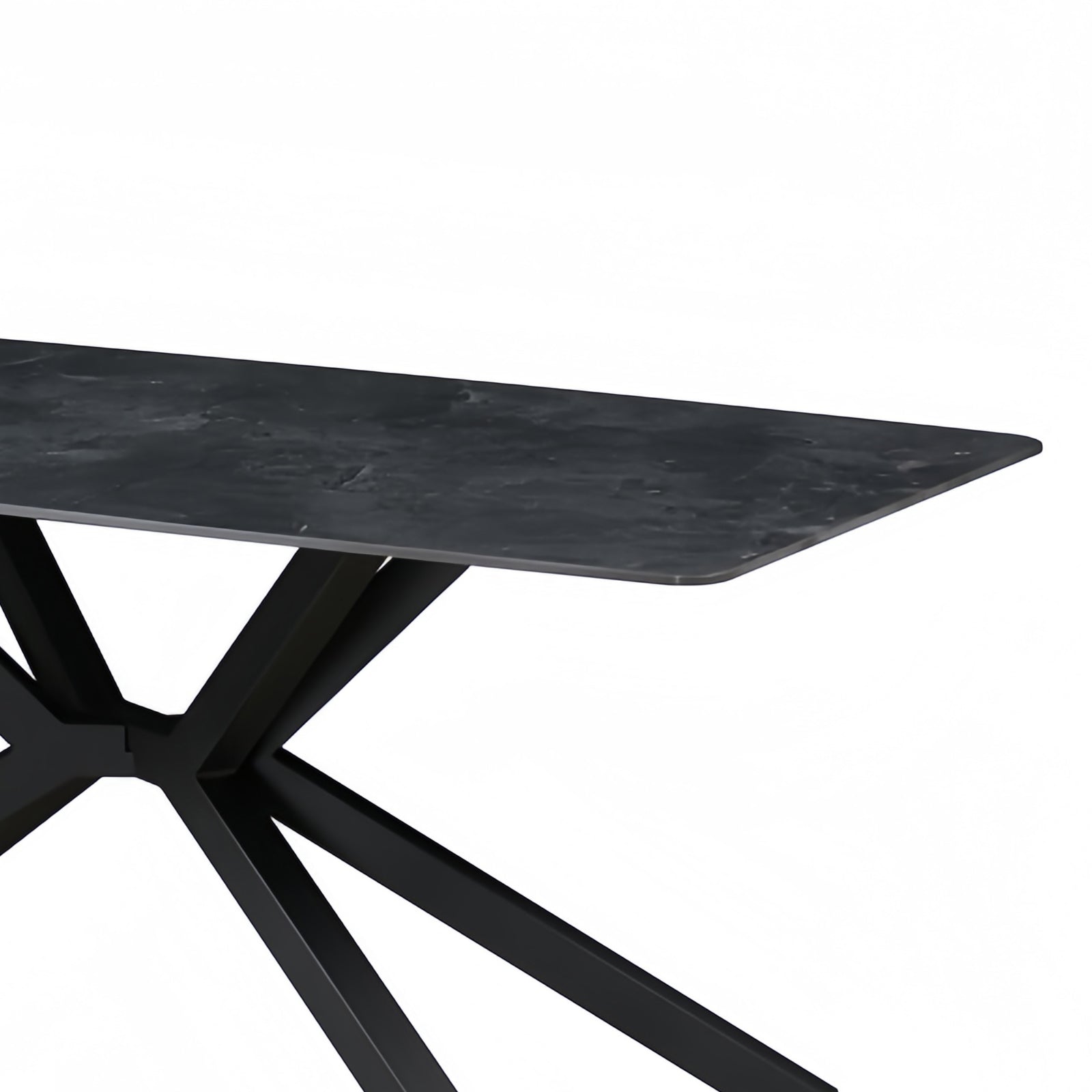 Dining Table Rectangular Shape Green Sintered Stone Top Powder Coated Iron Legs - Image 6