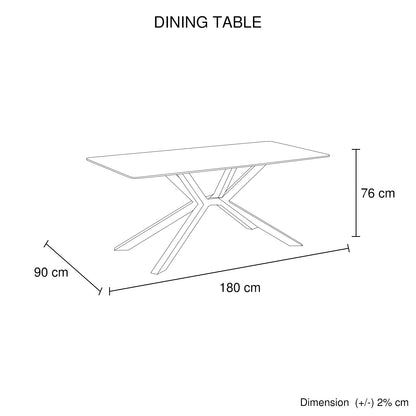 Dining Table Rectangular Shape Green Sintered Stone Top Powder Coated Iron Legs - Image 7