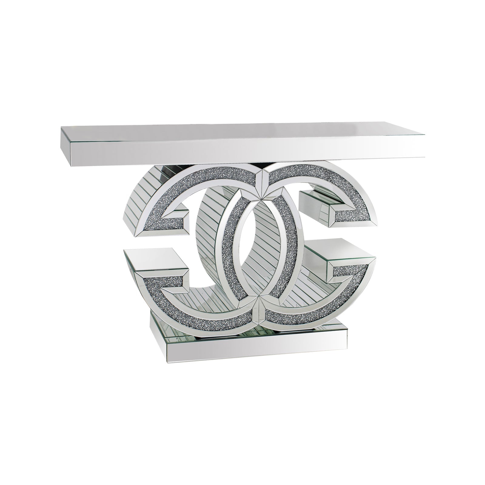 Hall Table MDF & Mirror & Crushed Acrylic Diamonds Silver Colour - Image 2