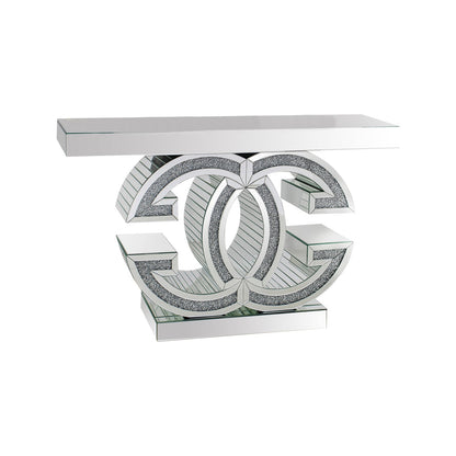 Hall Table MDF & Mirror & Crushed Acrylic Diamonds Silver Colour - Image 2