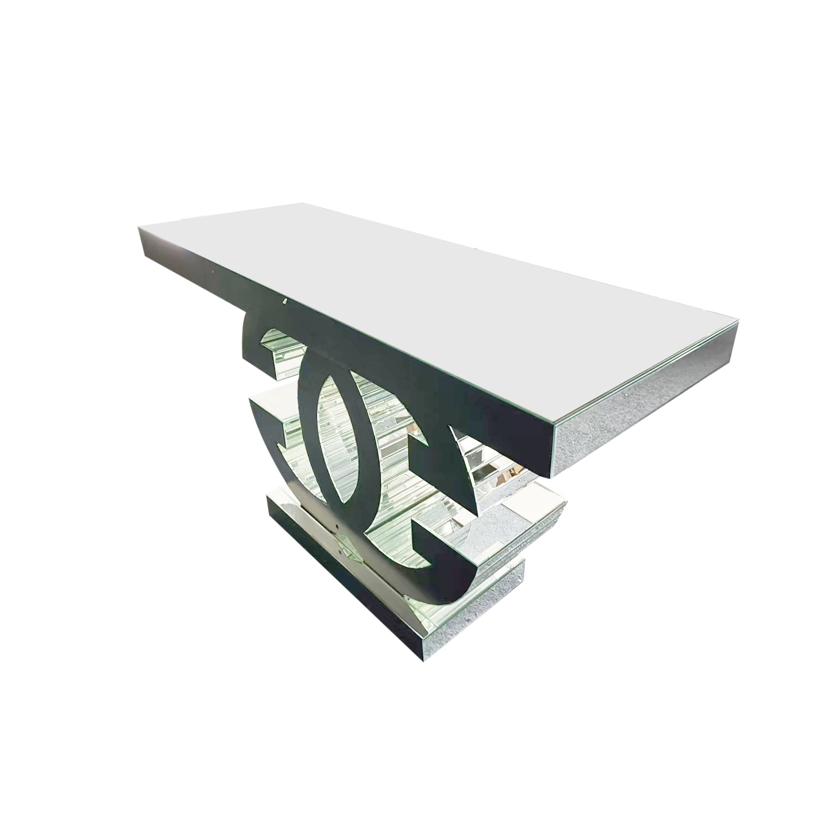 Hall Table MDF & Mirror & Crushed Acrylic Diamonds Silver Colour - Image 3