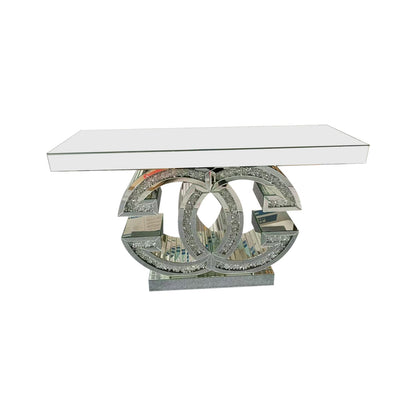 Hall Table MDF & Mirror & Crushed Acrylic Diamonds Silver Colour - Image 6