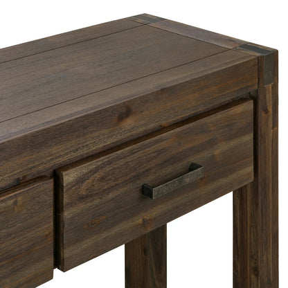 Hall Table 2 Storage Drawers Solid Acacia Wooden Frame Hallway in Chocolate Color - Image 3