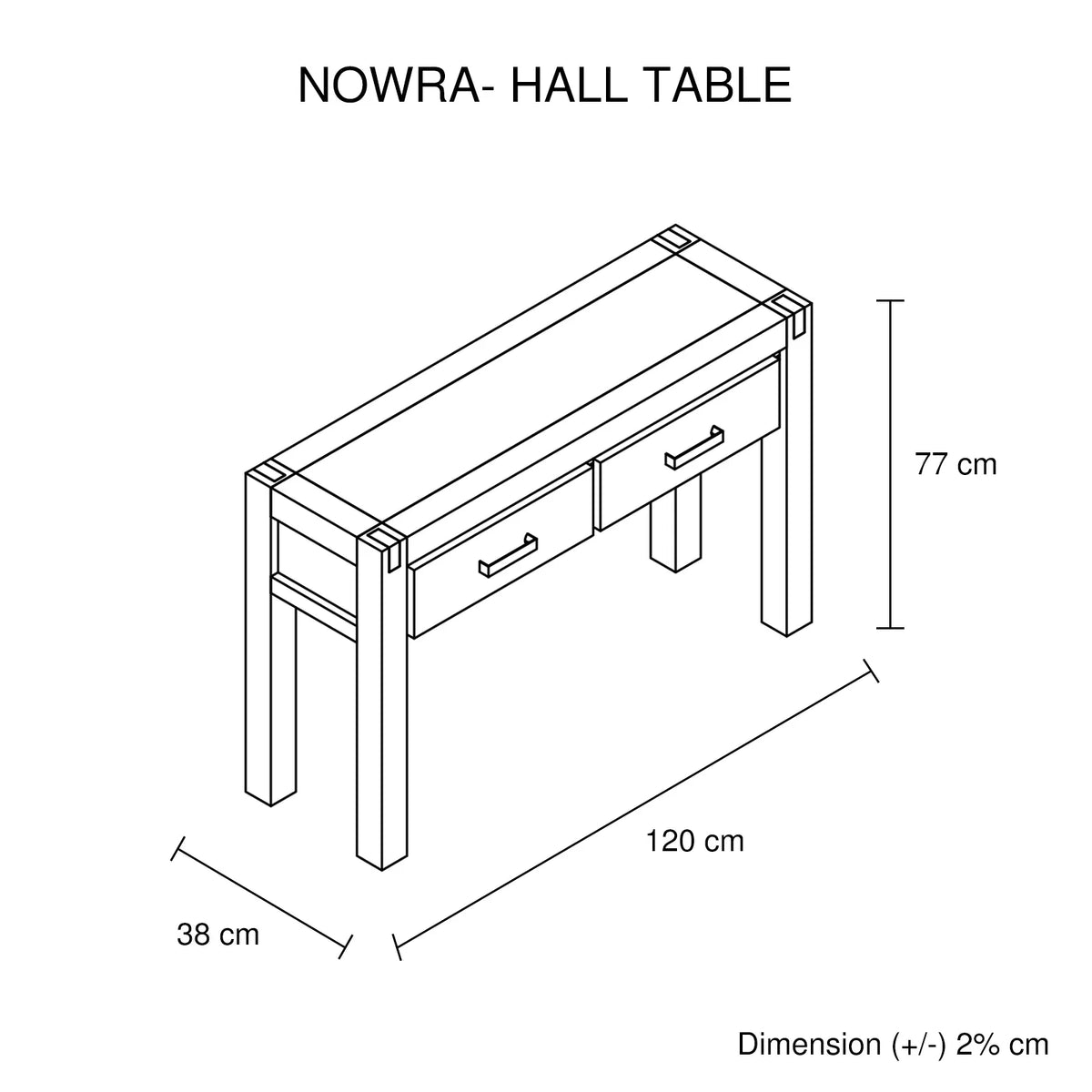 Hall Table 2 Storage Drawers Solid Acacia Wooden Frame Hallway in Chocolate Color - Image 7