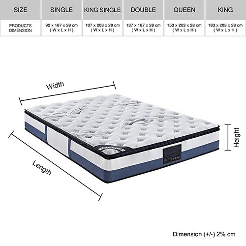 Single Mattress Latex Pillow Top Pocket Spring Foam Medium Firm Bed - Image 7