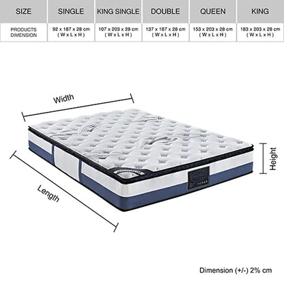 Single Mattress Latex Pillow Top Pocket Spring Foam Medium Firm Bed - Image 7