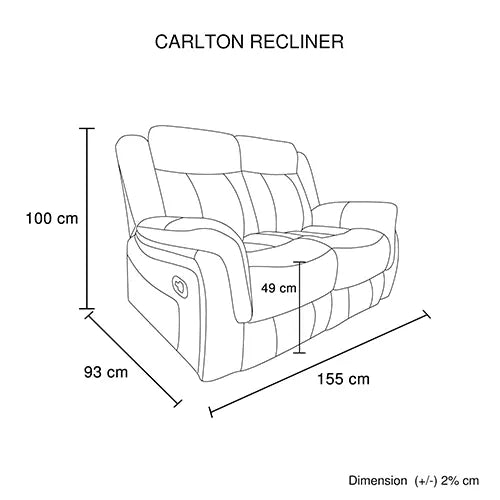 Carlton 2R Finest Fabric Recliner Sturdy Construction Metal Mechanism - Image 6