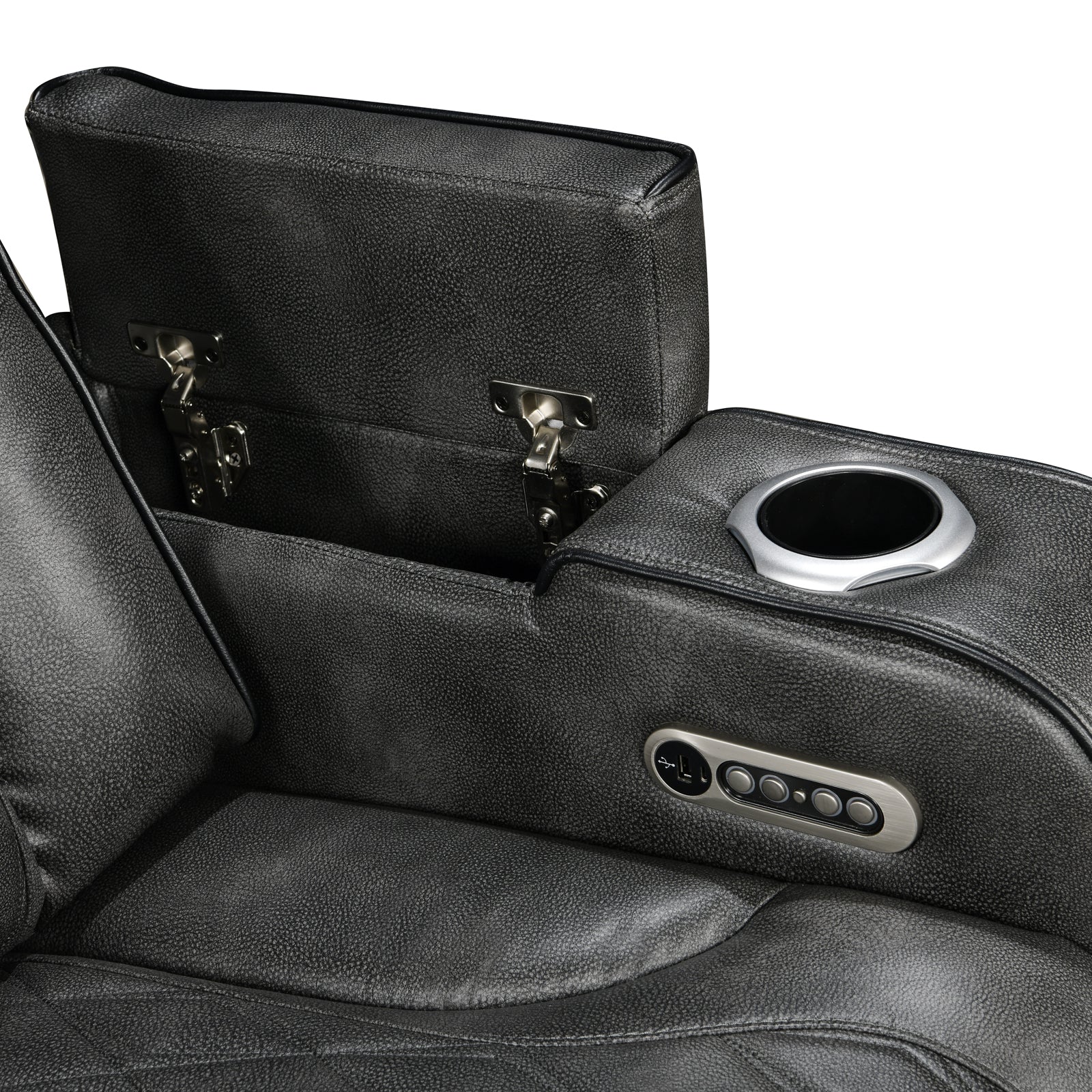 1 Seater Electric Air Leather Dark Grey Recliner - Image 4