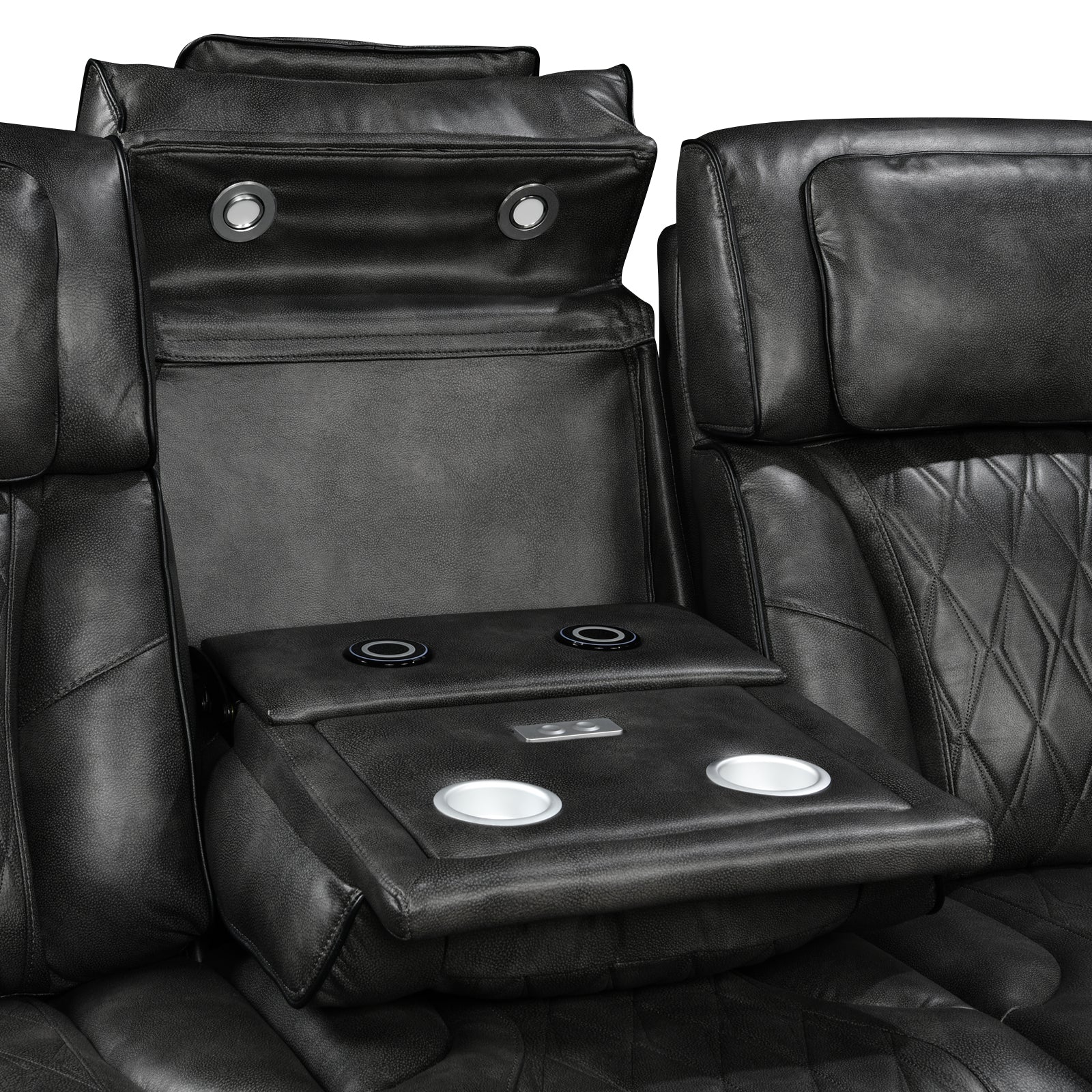 2 Seater Electric Air Leather Dark Grey Recliner - Image 3