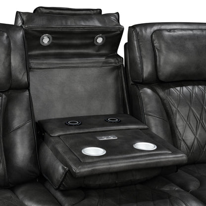 2 Seater Electric Air Leather Dark Grey Recliner - Image 3