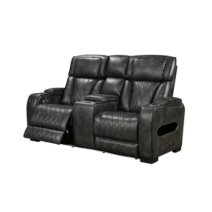 3-2-1 Seater Electric Air Leather Dark Grey Recliner Set - Image 4