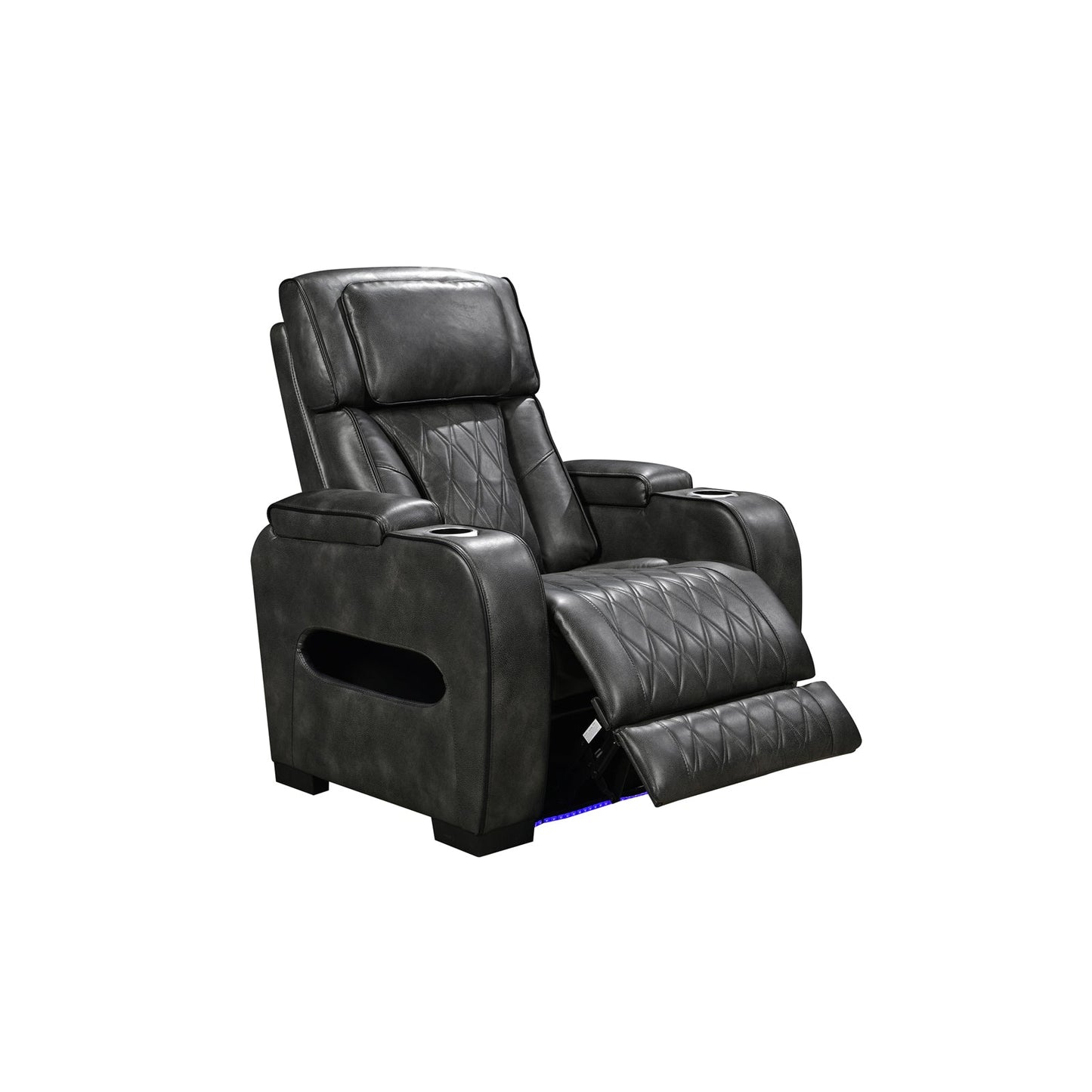 3-2-1 Seater Electric Air Leather Dark Grey Recliner Set - Image 5
