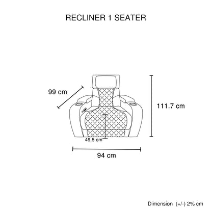 3-2-1 Seater Electric Air Leather Dark Grey Recliner Set - Image 6