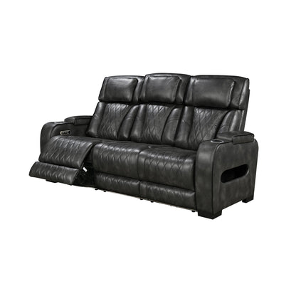 3-2 Seater Electric Air Leather Dark Grey Recliner Set - Image 3