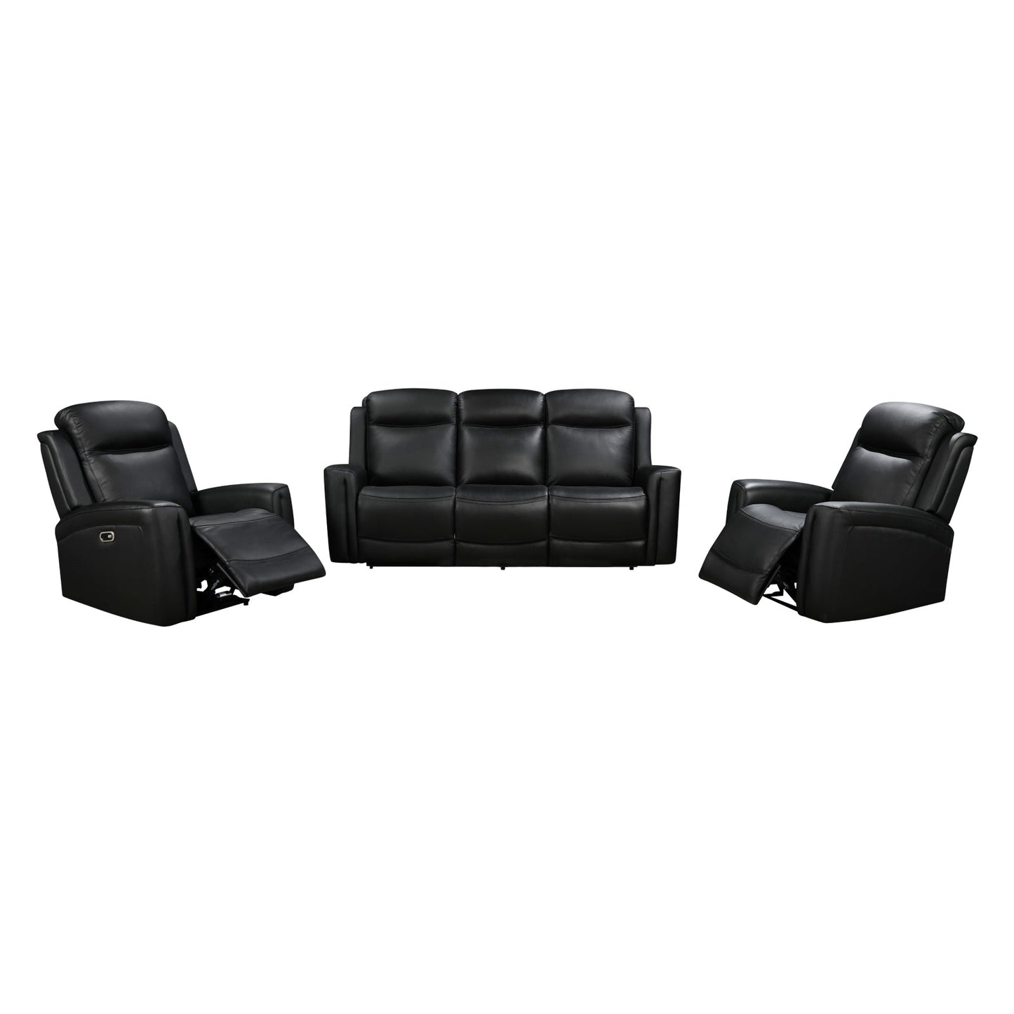 3-1-1 Seater Electric Leather/PVC Black Recliner Set - Image 2
