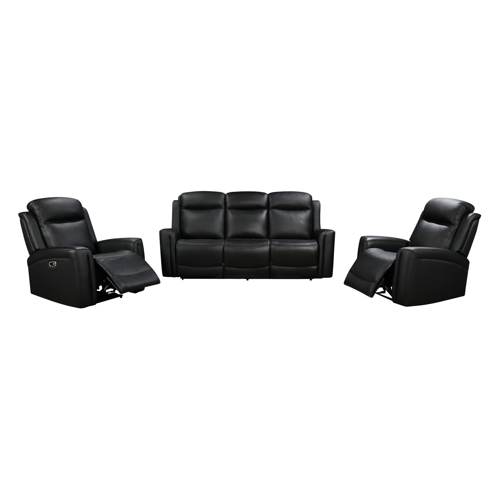3-1-1 Seater Electric Leather/PVC Black Recliner Set - Image 2