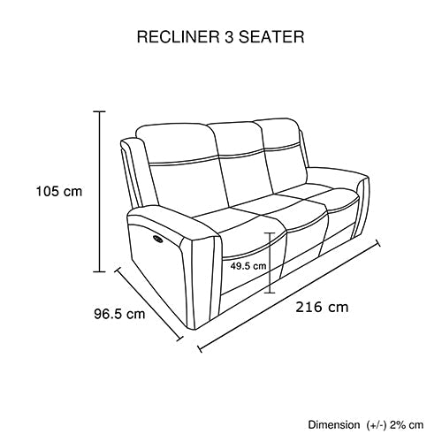 3-2-1 Seater Electric Leather/PVC Black Recliner Set - Image 8