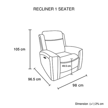 3-2-1 Seater Electric Leather/PVC Black Recliner Set - Image 9