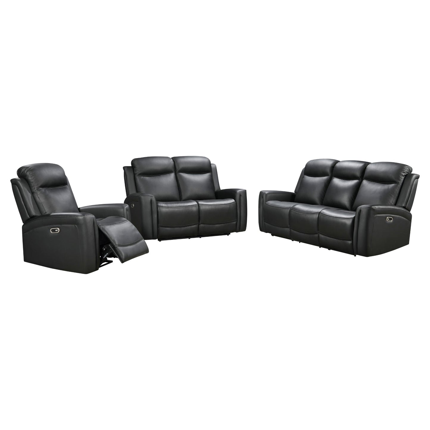 3-2 Seater Electric Leather/PVC Black Recliner Set - Image 2